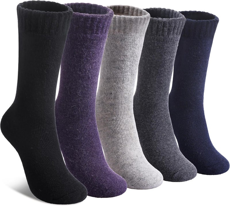 LINEMIN Wool Socks for Women Winter Warm Hiking Thick Warm Cozy Boot Crew Gift Socks 5 Pairs - Image 1